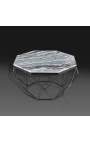 Mesa de café Octagonal Diamo con tapa de mármol gris y metal de color negro