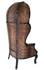 Sedia in stile barocco Grand Porter Tessuto stampato leopardo e legno nero - 14