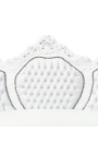 Canapé baroque tissu simili cuir blanc et bois laqué blanc