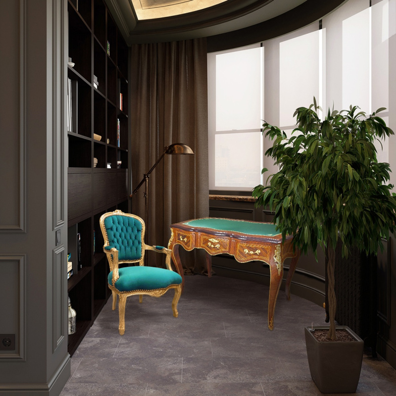 Spookachtig prijs micro Lodewijk XV-stijl bureau met 3 lades met inlegwerk groene onderhand