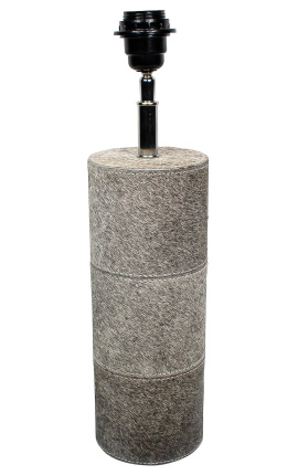 Gray cowhide round lamp base