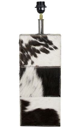 Pied de lampe rectangulaire en peau de vache noir et blanc