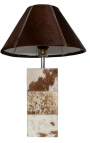Brown and white cowhide rectangular lamp base