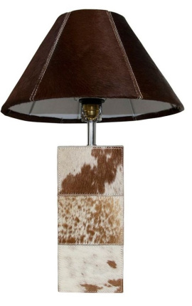 Brown and white cowhide rectangular lamp base