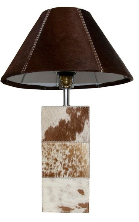 Base della lampada rettangolare in cuoio marrone e bianco