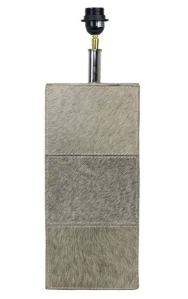 Pied de lampe rectangulaire en peau de vache gris