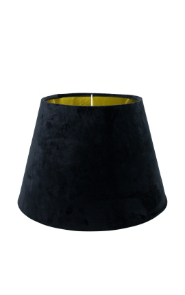 Black velvet lampshade and golden interior 30 cm in diameter