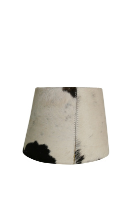 Zwart -witte koeienhuidlampenkap met een diameter van 20 cm