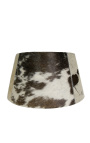 Abajur din piele de vacă alb-negru cu diametrul de 40 cm