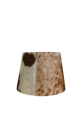 Brun och vit lampskärm i kohud 20 cm i diameter