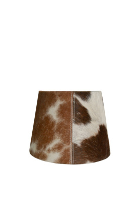 Brown and white cowhide lampshade 20 cm in diameter