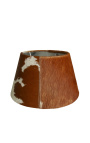 Brown and white cowhide lampshade 30 cm in diameter