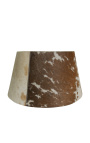 Brown and white cowhide lampshade 40 cm in diameter