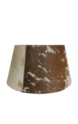 Brun och vit lampskärm i kohud 40 cm i diameter