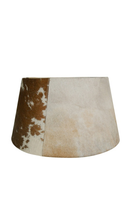 Brown and white cowhide lampshade 40 cm in diameter