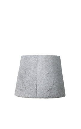Lampeskjerm av grå okseskinn 20 cm i diameter