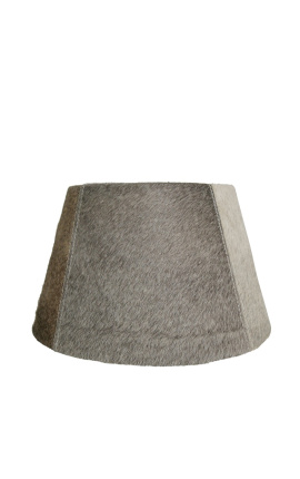 Lampeskjerm av grå okseskinn 30 cm i diameter