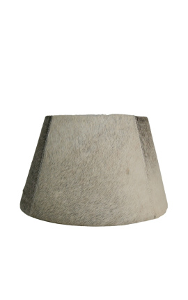 Lampeskjerm av grå okseskinn 40 cm i diameter