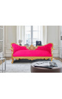 Barok Napoleon III medaljon sofa stof fuchsia fløjl og guld træ