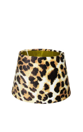 Leopard velvet lampshade and golden interior 25 cm in diameter