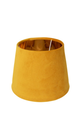 Abajur din catifea miere si interior auriu cu diametrul de 30 cm
