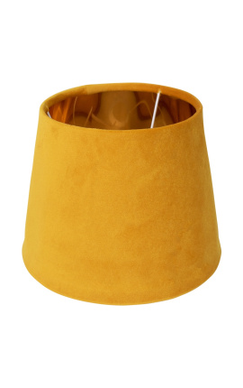 Abat-jour en velours miel et intérieur doré 45 cm de diamètre