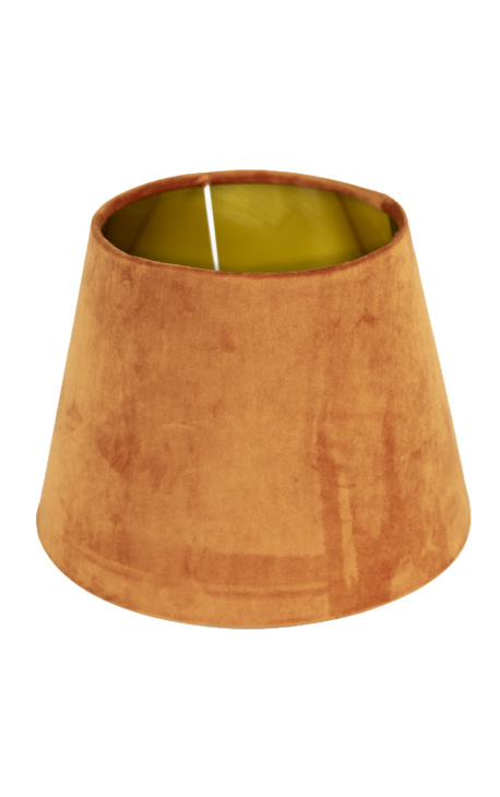 Abajur veludo laranja e interior dourado 45 cm de diâmetro