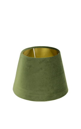 Grön sammetslampskärm och gyllene inredning 25 cm i diameter