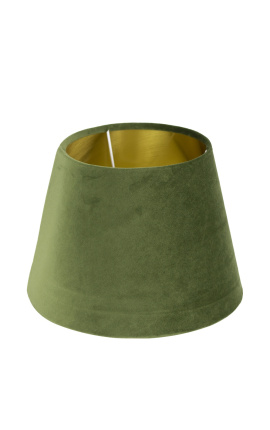 Grønn fløyelslampeskjerm og gyldent interiør 30 cm i diameter