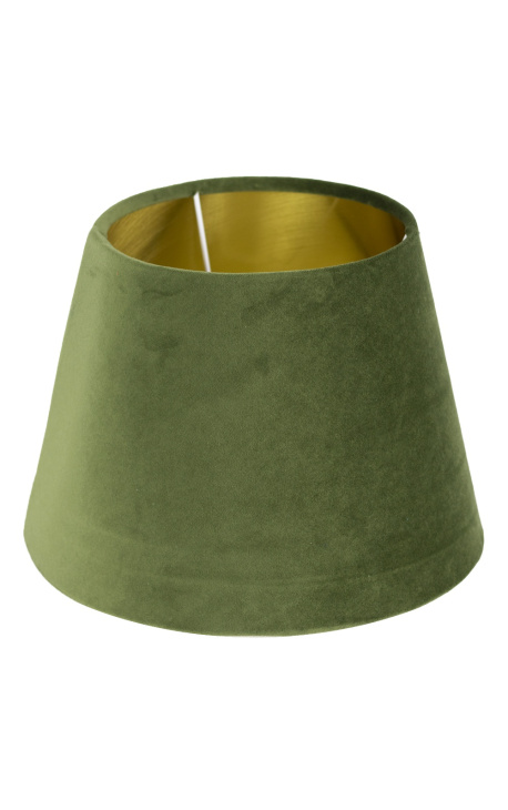 Abat-jour en velours vert et intérieur doré 45 cm de diamètre