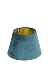 Petrol blue velvet lampshade and golden interior 25 cm in diameter