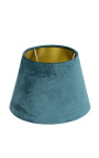 Lampshade en terciopelo azul petroleo y oro interior 30 cm de diámetro