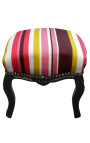 Barokk fotskammel Louis XV Multicolor striper og glanset svart tre - 6
