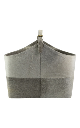 Håndtaske eller magasinholder i grå okskind