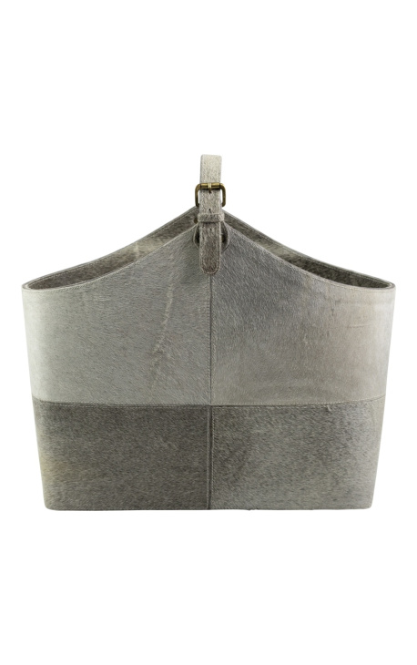 Sac à main ou porte-revue en peau de vache gris