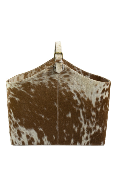 Sac à main (cabat) ou porte-revue en peau de vache marron et blanc