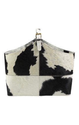 Ασπρόμαυρη τσάντα ή θήκη περιοδικού από δέρμα αγελάδας