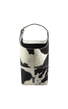 Sac à main (cabat) ou porte-revue en peau de vache noir et blanc