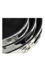 Okrúhle servírovacie taniere z čiernej a bielej hovädzej kože (sada 3 ks)