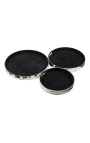 Черно-белые круглые сервировочные тарелки из воловьей кожи (набор из 3 шт.)