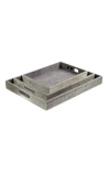 Plateaux de service rectangulaires en peau de vache gris (ensemble de 3)