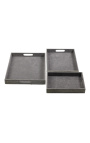 Gray Cowhide Rectangular Serving Platters (Set of 3)