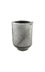Fioriera cilindrica in cuoio grigio 35 cm