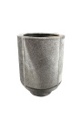 Cylindrical planter in gray cowhide 35 cm