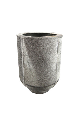Fioriera cilindrica in cuoio grigio 46 cm