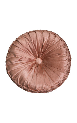 Cuscino rotondo in velluto color ruggine, diametro 40 cm