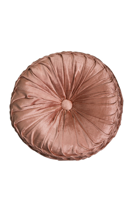 Round rust-gekleurde velvet cushion 40 cm diameter