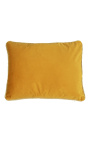 Rectangular cushion in honey color velvet with golden twirled trim 35 x 45