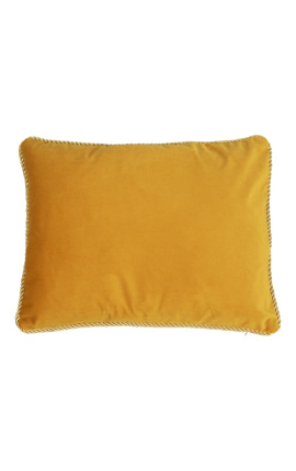 Прямоугольная подушка из бархата медового цвета с золотой витой тесьмой 35 x 45