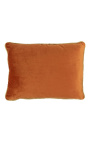 Cojín rectangular en terciopelo de color naranja con trim dorado trim girado 35 x 45